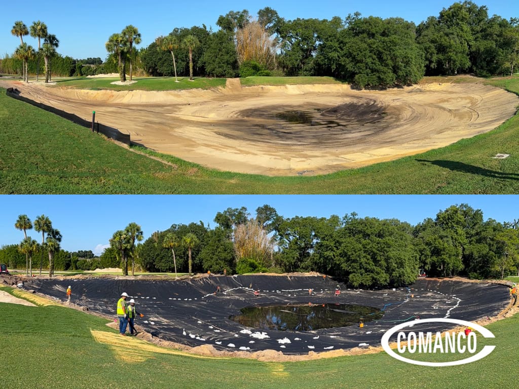COMANCO Replaces Golf Course Pond Liner at Mountain Lake Golf Course